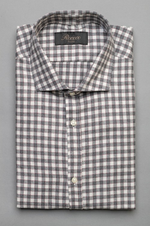 Checkered tricolor shirt with flap, men's