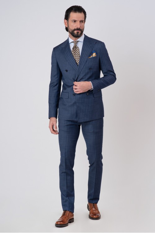 Double breasted, striped suit, men's