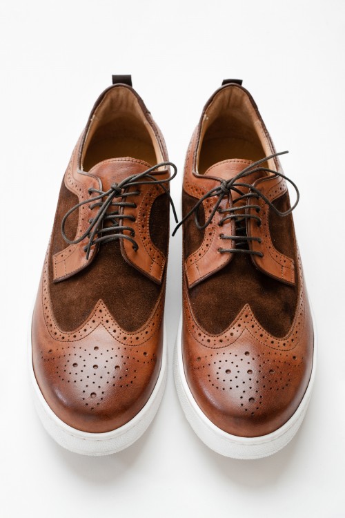 Leather derby shoes, men's