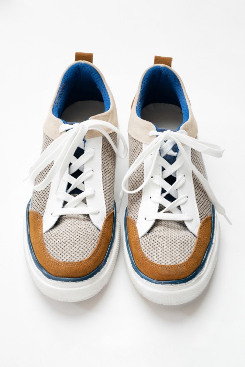 Leather sneakers with colour combination and a star, men's
