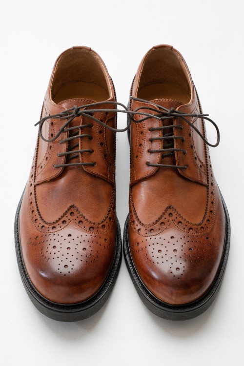 Perforated leather shoes, men's