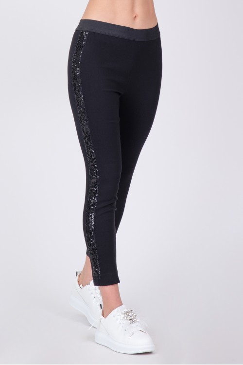 Leggings with elastic band and sequins