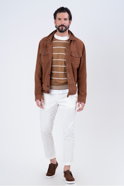 Suede jacket with pockets, men's