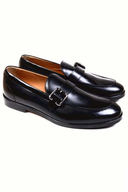 Leather shoes with buckles, men's