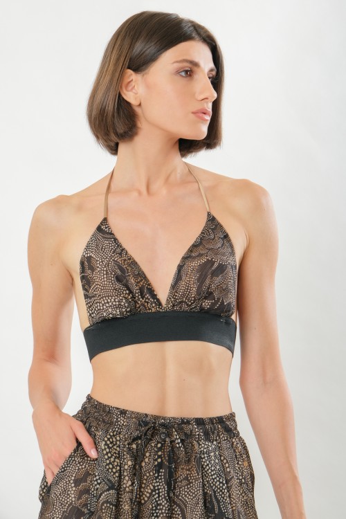 Top with open back and neck tie