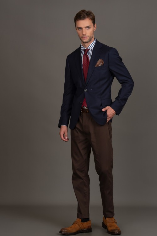 Chinos pants with lapels