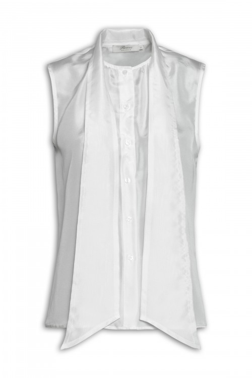 Silk sleeveless blouse with buttons and tie