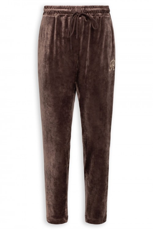 Velvet pants with sequin embroidery, women's