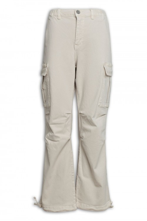 Cargo pants with drawstring at the bottom, women's