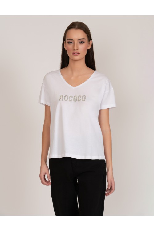 100% organic cotton t-shirt with rhinestones, women's