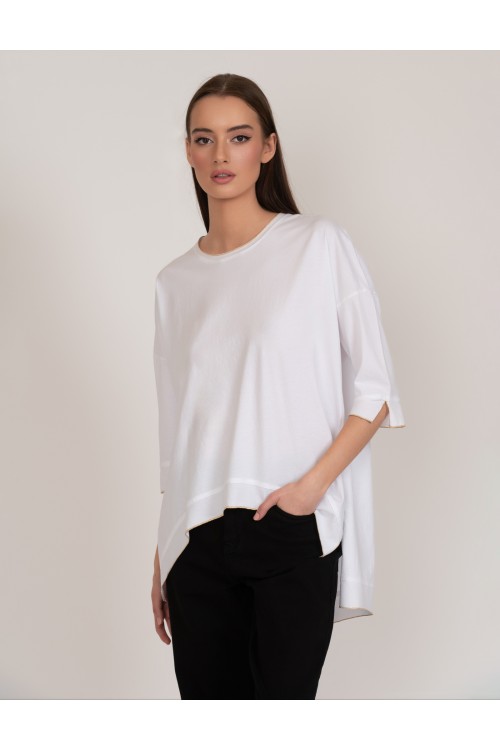 100% organic cotton blouse with metallic threads, women's