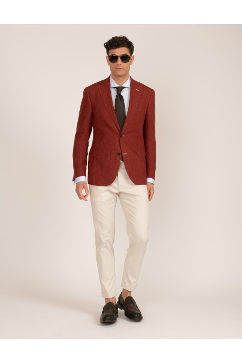 Unconstructed two-buttoned linen blazer, men's
