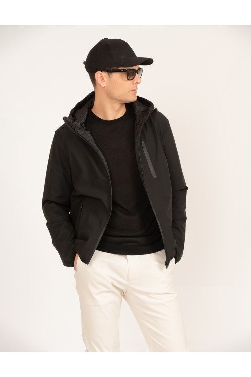 Double face jacket with hood, men's