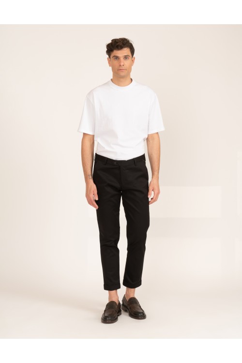 Cotton chinos with lapels, men's