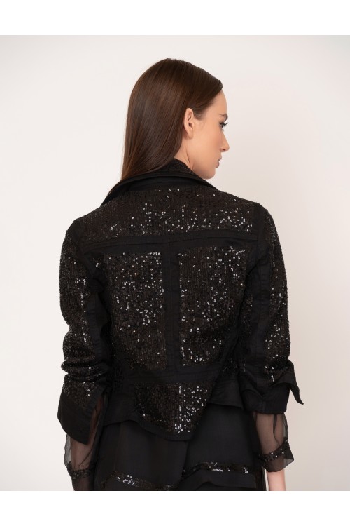 Perfecto jacket with applique sequins, women's