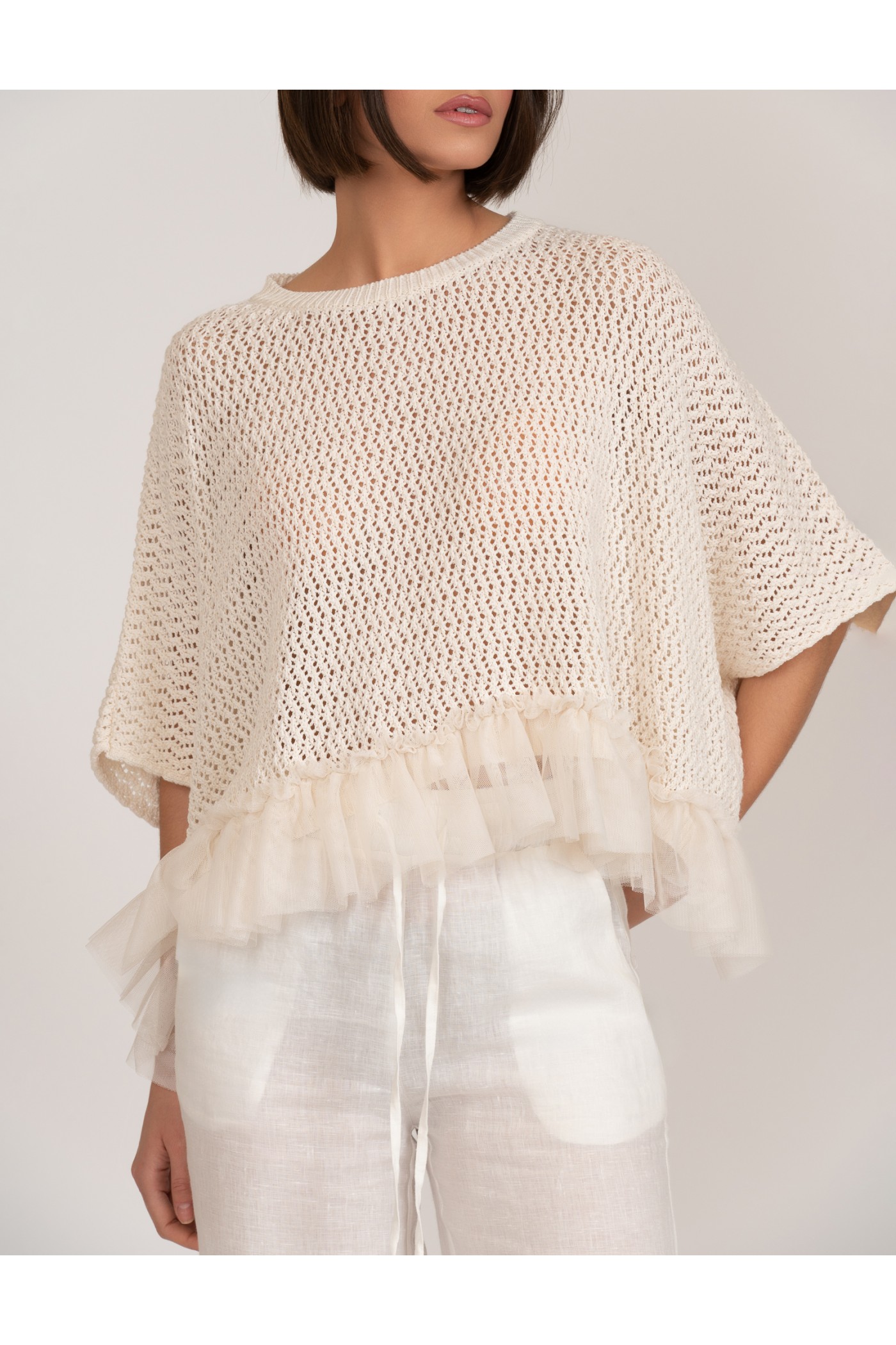 tulle ruffle blouse