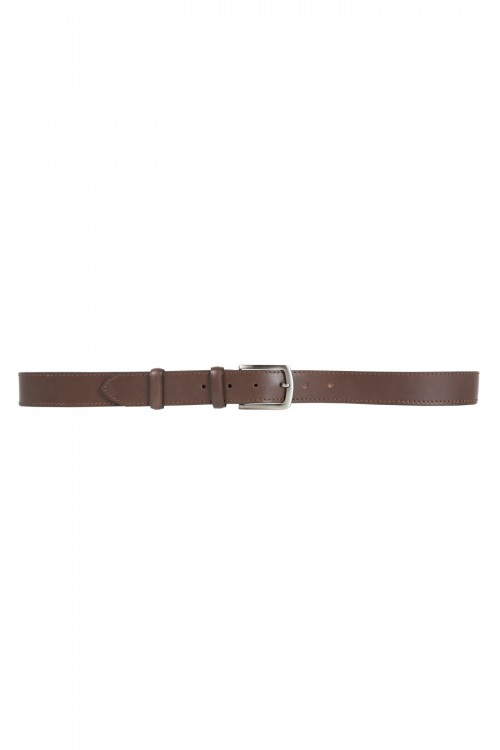 Leather belt with square buckle, men's