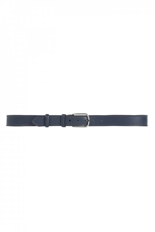 Leather belt with two-tone stitching, men's