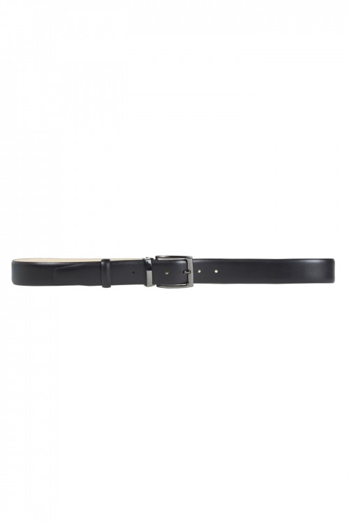 Leather belt with nickel buckle, men's