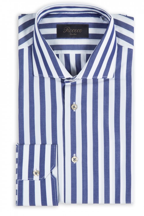 100% cotton shirt with wide stripes, men's