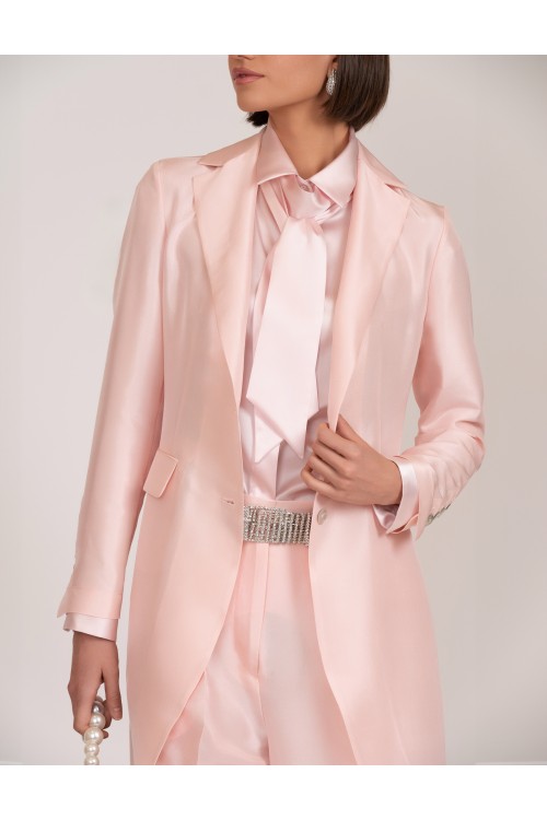 Silk overcoat with lapel collar, women's