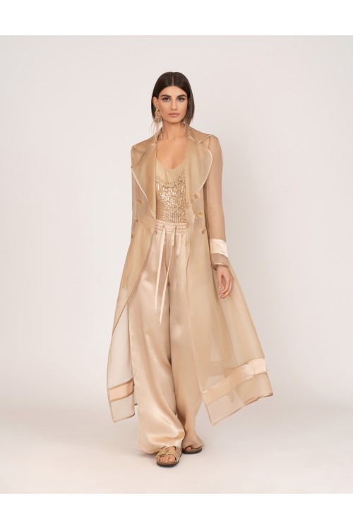 One-piece bodysuit with sequins and tulle trim