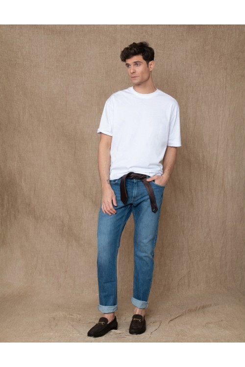 Slim-fit cotton jeans, men's