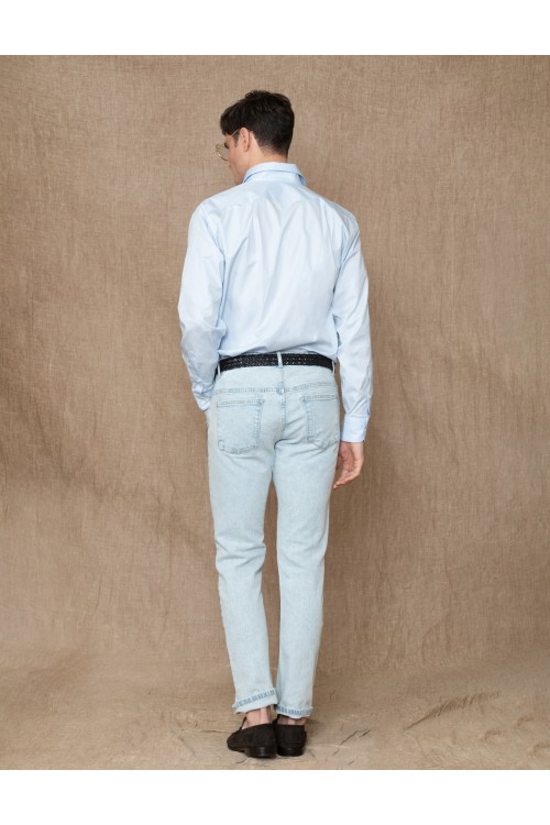 Παντελόνι jean slim-fit βαμβακερό με φθορές, ανδρικό