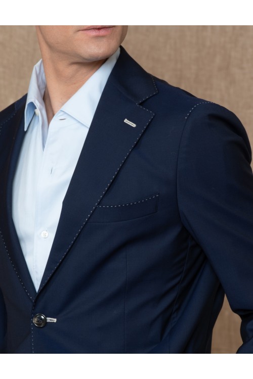 Κοστούμι 100% Virgin Wool, Super 130's αφοδράριστο με εξωτερικές τσέπες, ανδρικό