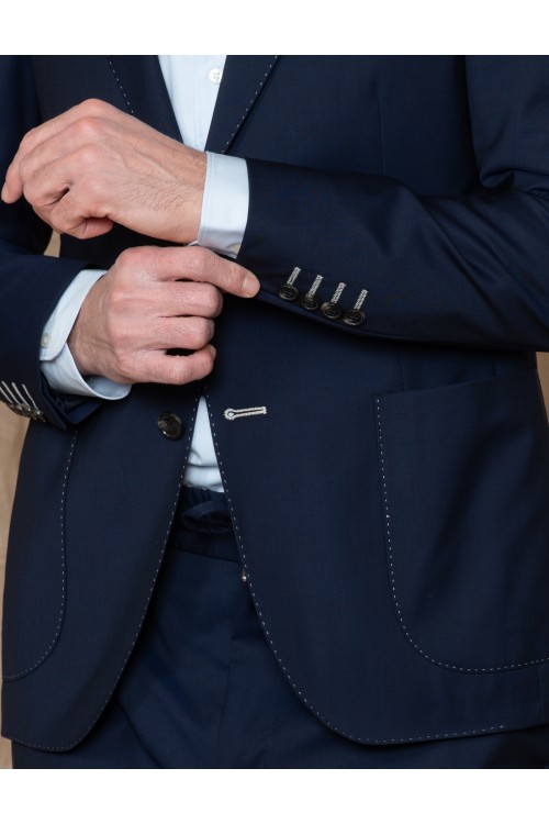 Κοστούμι 100% Virgin Wool, Super 130's αφοδράριστο με εξωτερικές τσέπες, ανδρικό