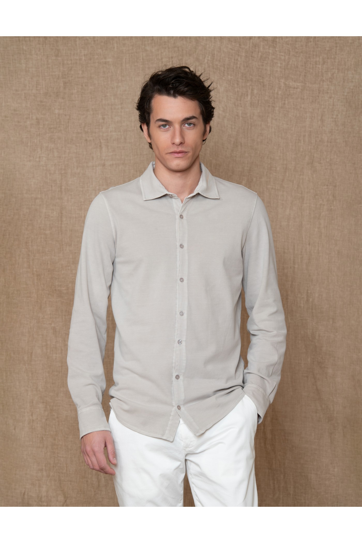 Cotton stretch shirt, men's