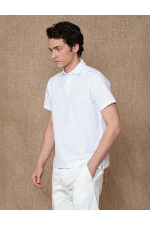 Cotton elastic microdesign polo, men's