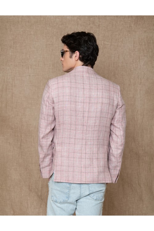 Blazer 100% linen in check pattern, men's