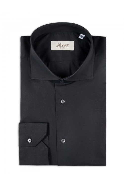 Solid color cotton shirt, men's